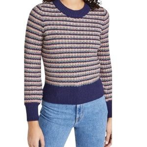 Madewell Striped Tensley Sweater Women’s Size S Pullover Cotton Merino Yarn Blue